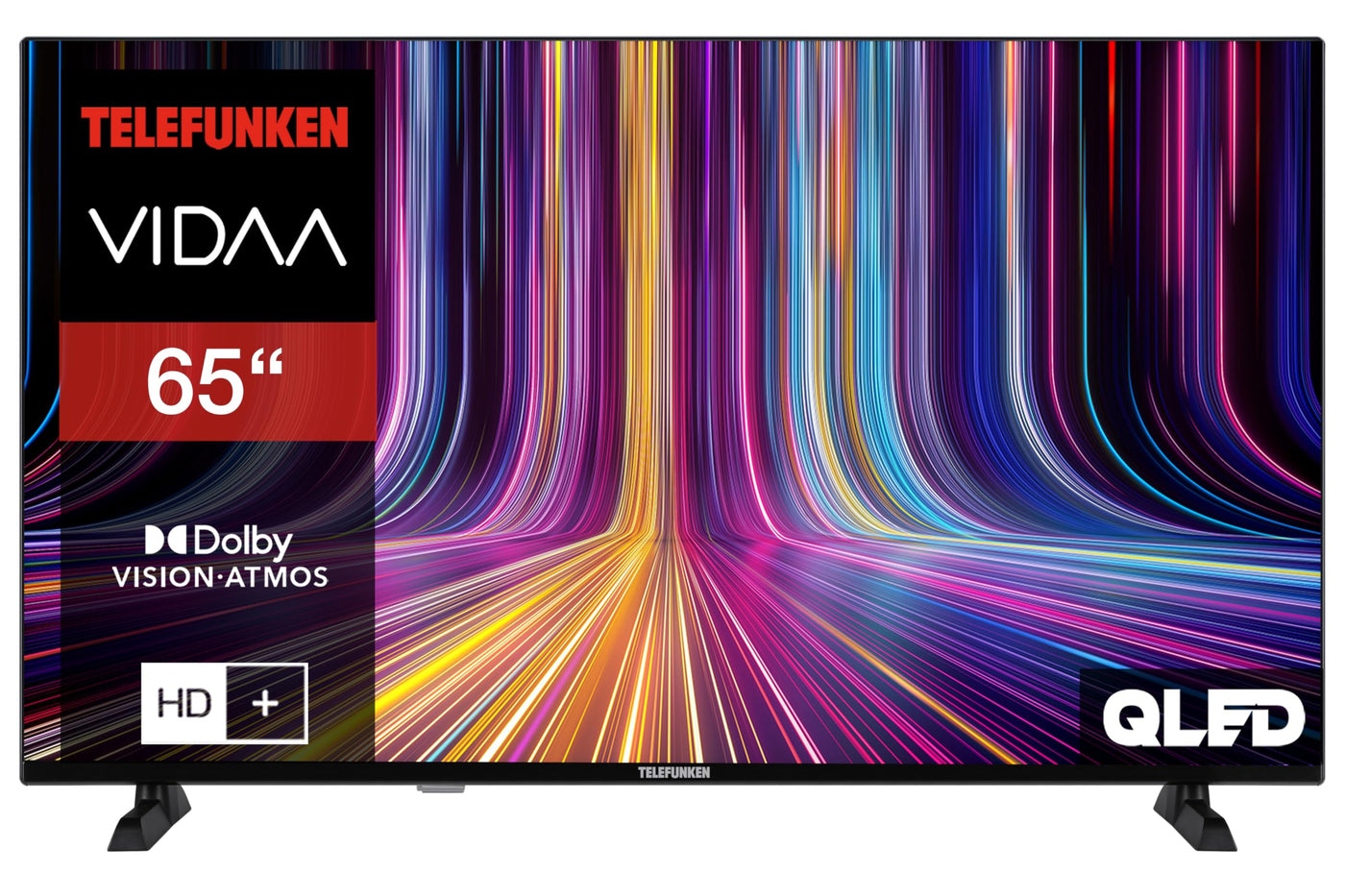Telefunken QLED Fernseher 65 Zoll Smart TV VIDAA QU65VP750S 4K Fernseher UHD, HDR TV mit Dolby Vision, Dolby Atmos, Triple-Tuner und 6 Monate HD+ inkl., LED TV schwarz