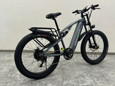 Shengmilo MX05 E Bike Herren Elektrofahrrad 26 Zoll E-Mountainbike Vollfederung E-Bike 48V 17.5Ah Akku 7 Gang Schaltwerk Pedelec Elektrisches Fahrrad mit Fat Tire