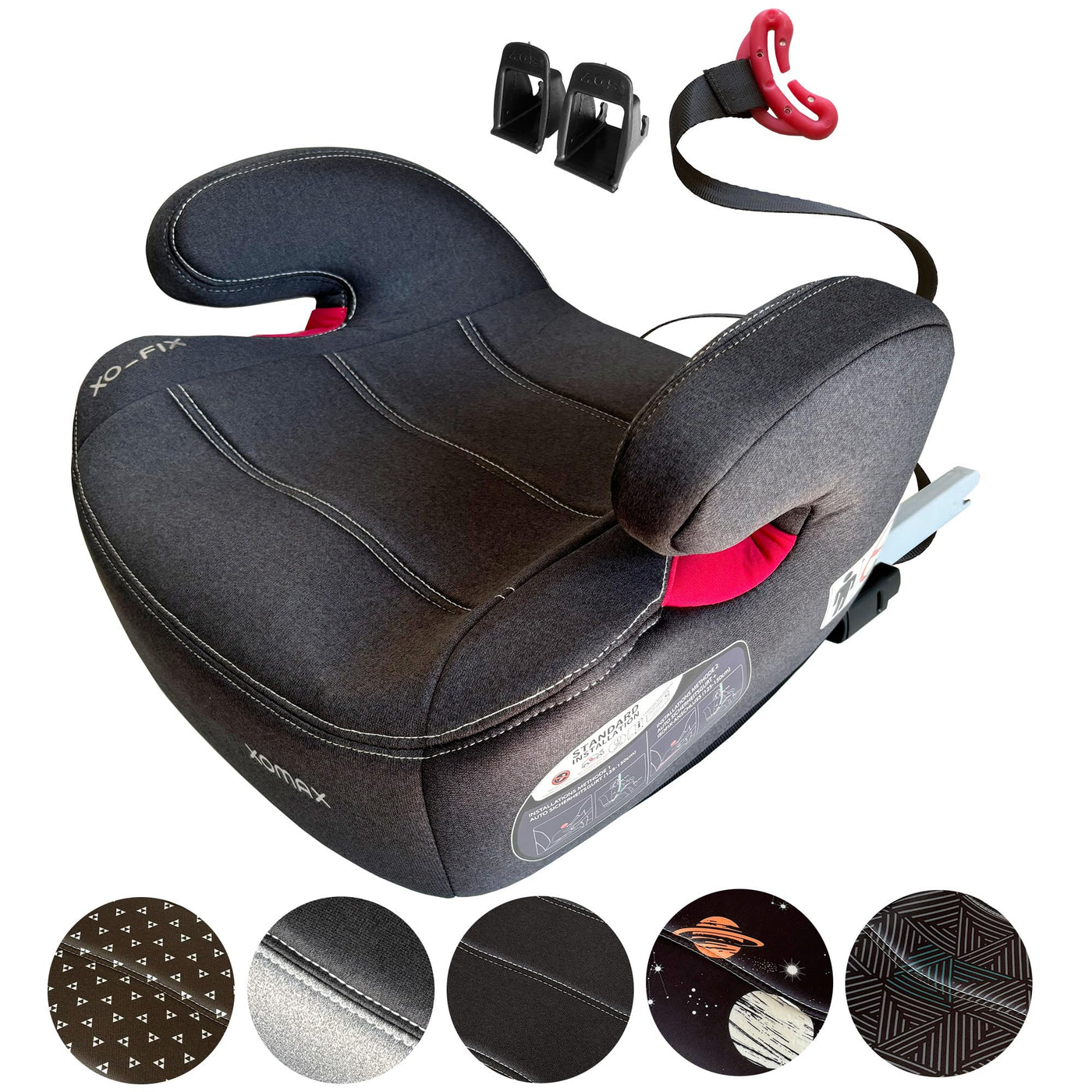 XOMAX XL-313 Kindersitz mit ISOFIX und Gurtfuhrung I mitwachsend 15-36 kg, ca. 3-12 Jahre, Korpergroße von 125–150 cm, Gruppe 2/3 I Bezug abnehmbar und waschbar I ECE R129 I dunkelgrau