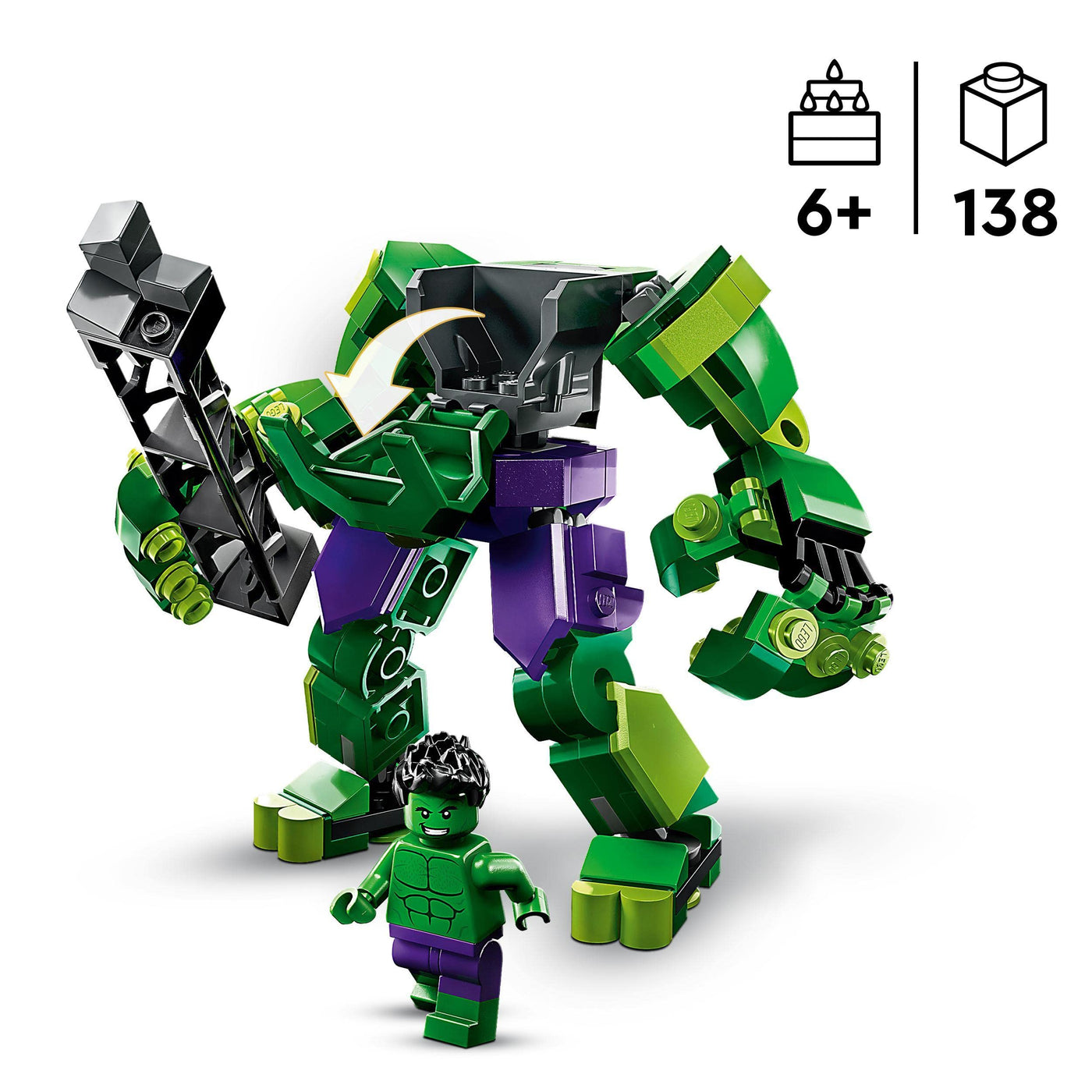 LEGO 76241 Marvel Hulk Mech, Action-Figur des Avengers Superhelden, sammelbares Spielzeug zum Bauen für Jungen und Mädchen ab 6 Jahren