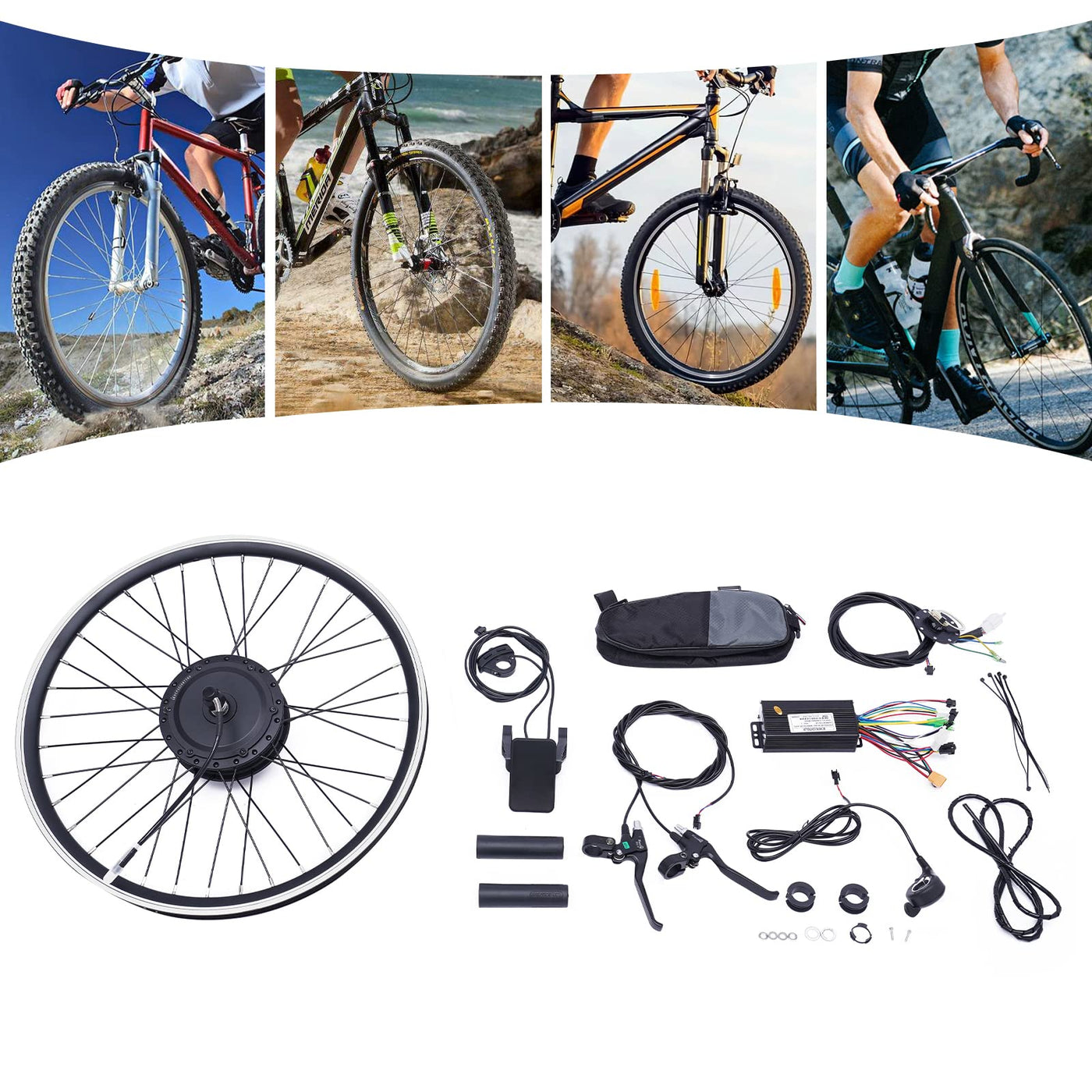 Elektrofahrrad Umbausatz|24 Zoll 36V 500W E-Bike Conversion Kit, Umbau Motor Kit E-Bike Radfahren Nabe Umwandlung Dual Mode Controller|30-35KM/H (Vorderrad)