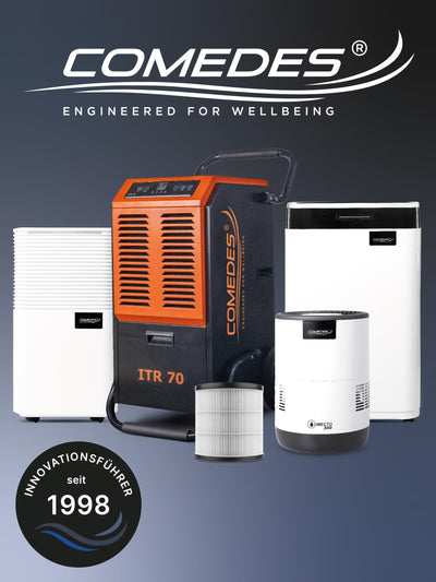 Comedes Demecto 30 eco WiFi – Luftentfeuchter Bautrockner (max. 25 Liter / 24h) Geeignet für alle Räume und Keller bis zu 100m² / 230m³, App-fähig