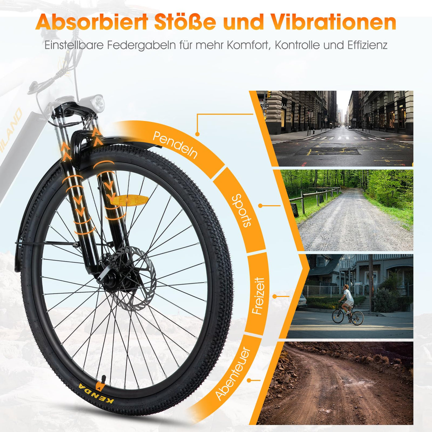 Hiland 26 Zoll Elektro-Mountainbike mit 250W Motor & 36V 7.8Ah Akku, Elektrofahrrad für Männer Frauen, All-Terrain Erwachsene Elektro-MTB mit Gabelfederung, Weiß