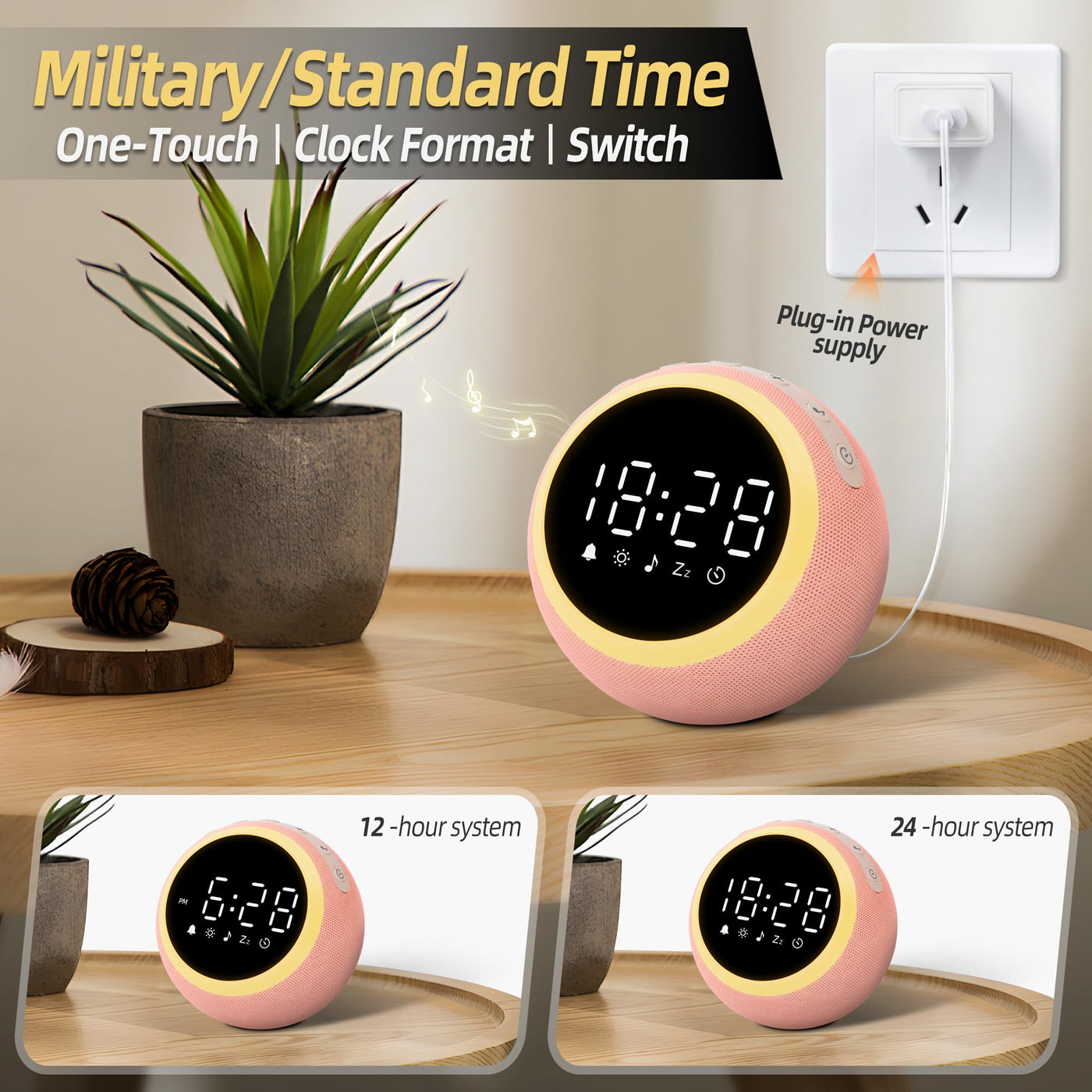 Smart Digital Wecker mit 25 Entspannungstönen, Nachtlicht, Schlummertaste, Timer & Einstellbarer Lautstärke/Helligkeit - Weißes Rauschen Schlafhilfe für Kinder, Mädchen, Erwachsene im Schlafzimmer