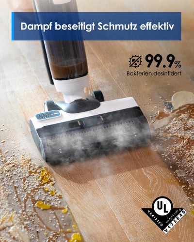 Tineco Floor ONE S5 STEAM Smart Nass-Trocken-Staubsauger, Nass Trockensauger mit LED Anzeige iLoop Selbstreinigung Wischsauger Dampfreiniger für Hartböden, Klebrige Verschmutzungen