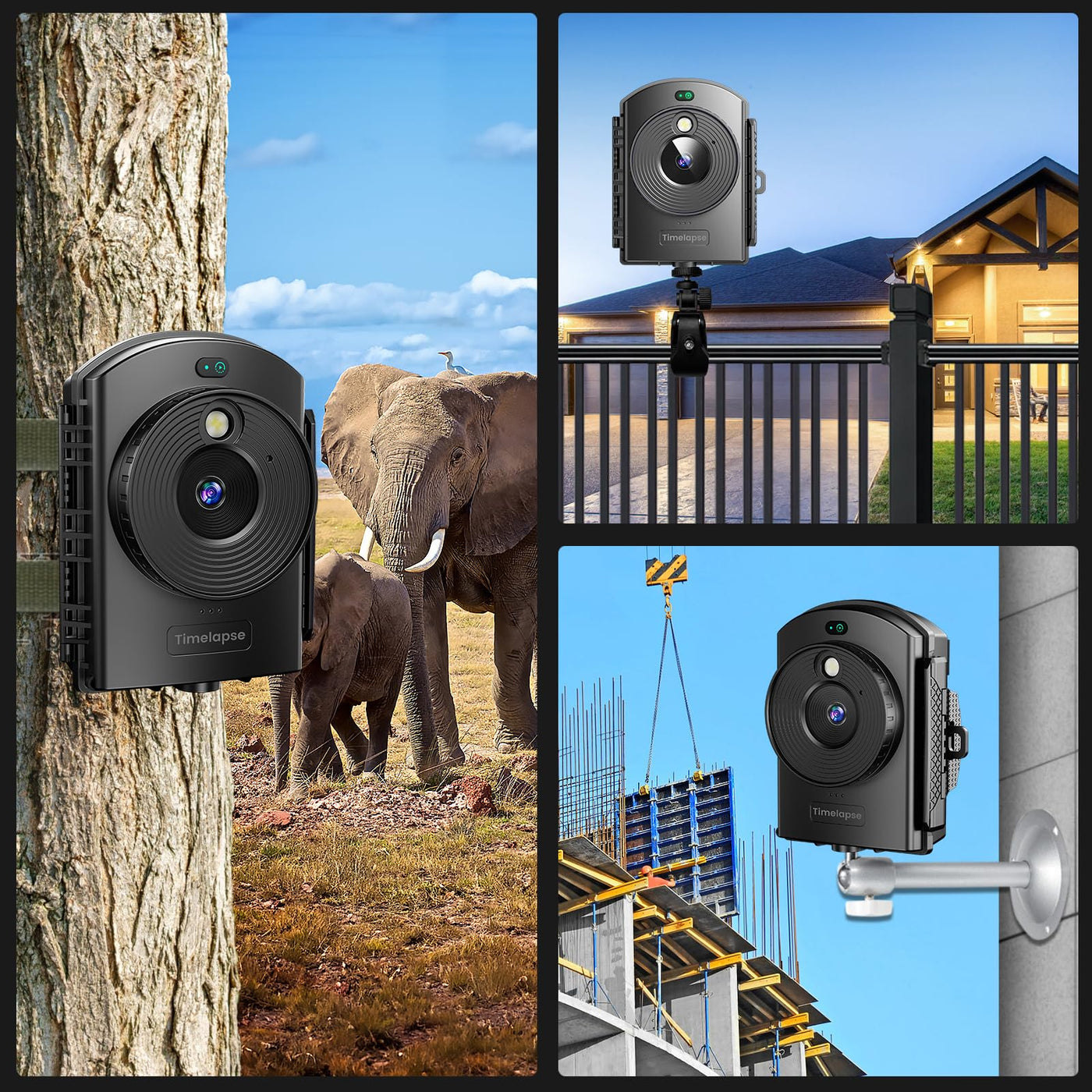 Zeitraffer Kamera für Außenbau - Zeitrafferkamera mit Infrarot-Positionierung & LED-Licht, 180 Tage Aufnahme, 1080P AVI-Videos & Fotos für Kochen, Pflanzenwachstum, Zeichnen, Landschaft (64GB)