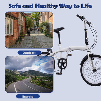 SABUIDDS 20 Zoll Faltrad mit 6 Gang-Schaltung und Quick-Fold-System Klapprad für Erwachsene von 135 cm-180 cm Klappfahrrad Folding City Bike für Sport Outdoor Radfahren und Camping, Weiß