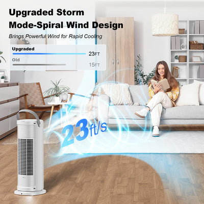 Klimaanlage Mobil, 4-in-1 Mobiles Klimagerät, Turmventilator Luftkühler mit Wasserkühlung Wassertank, 4 Windgeschwindigkeiten, 90°Oszillation,10H Timer, Fernbedienung, Leise für Zuhause