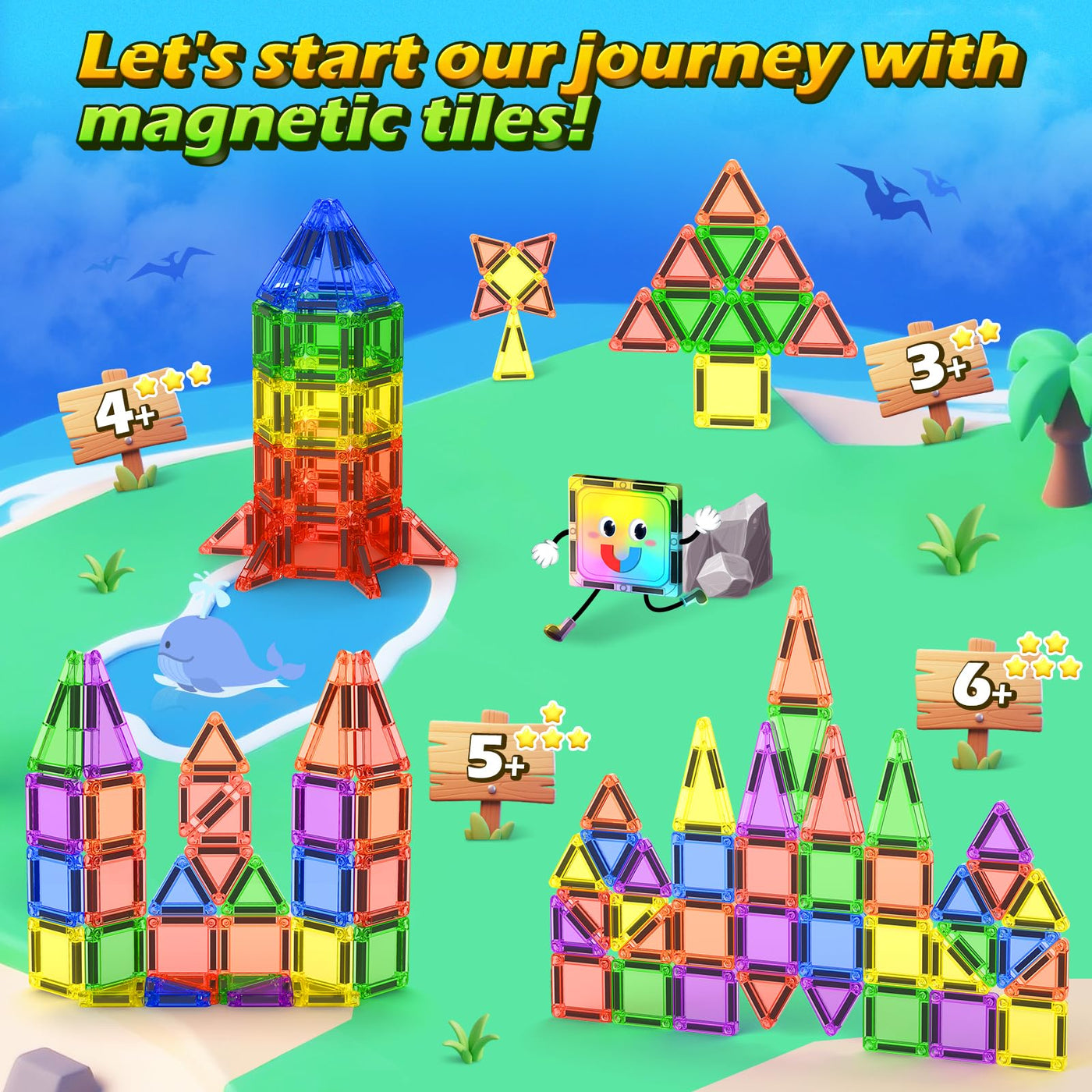 Soyee Magnetische Bausteine Reisespielzeug mit Metallbox Mini-Magnetbausteine für Kinder STEM Sensorisches Spielzeug Kleinkindspielzeug für Reisen Spielzeug Geschenk Jungen und Mädchen ab 3 Jahren