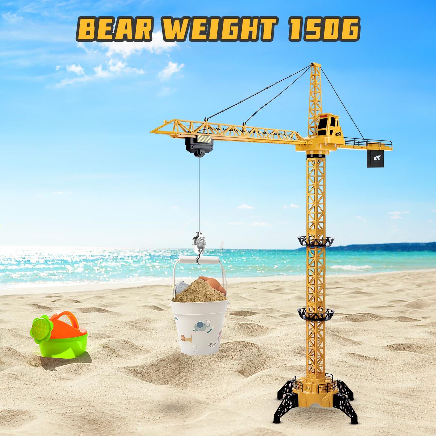 deAO RC Bauturmkran für Kinder, Ferngesteuerte Kran 128 cm Höhe, 6 Kanäle, 680 ° Rotation, Ferngesteuert Turmkran Spielzeug mit Lichter und Geräusche, Modell Die Cast, Geschenke für Jungen Mädchen