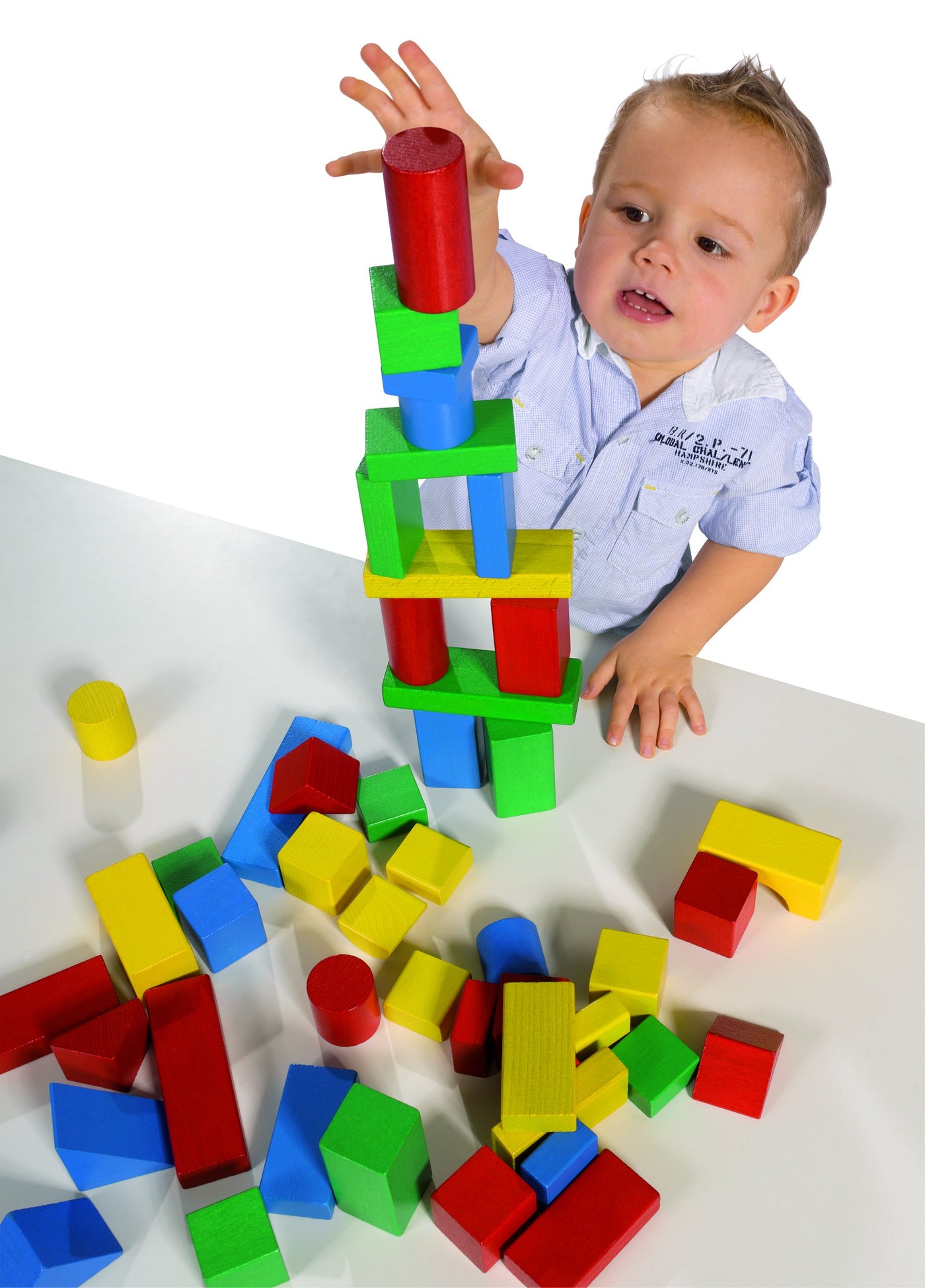 Eichhorn 50 extra große Baby Holzbausteine in der Aufbewahrungsbox mit Kordel, für Kinder ab einem Jahr