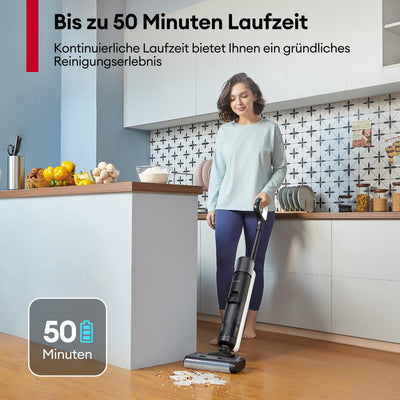Ultenic AC1 Elite Nass Trockensauger kabelloser Staubsauger mit Wischfunktion, 3 in 1, 50min, intelligente Schmutzerkennung, 14000 Pa Saugkraft,Selbstreinigung,1.15L Doppelte Tank, LED-Display