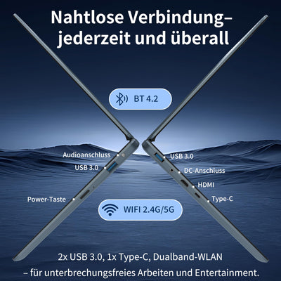 Amita 11" 2-in-1 Touchscreen Rosa Laptop, N100 Quad-Core Prozessor, 16GB RAM 512GB SSD, Gesichtserkennung, FHD IPS, 360° Klappbar (Grau, 16GB RAM | 512GB SSD)