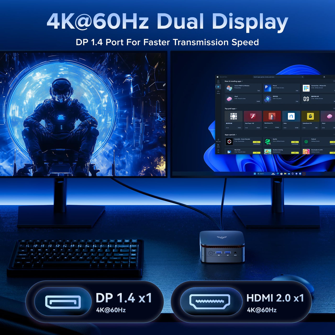 NiPoGi E1 Mini PC mit Ιntel Alder Lake N97(Max 3,6 GHz) 16GB DDR4 512GB SSD,Mini Computer Dual UHD Display 4K@60Hz HDMI 2.0+DP 1.4 Desktop PC mit Gigabit Ethernet/2.4+5G WiFi/Bluetooth für Büro