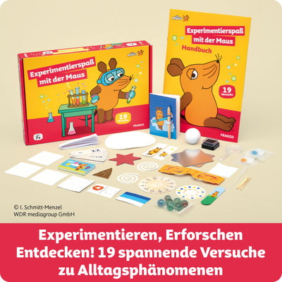 FRANZIS 67232 - Experimentierspaß mit der Maus - Experimentierkasten mit 19 spannenden wissenschaftlichen Versuchen für Kinder ab 7 Jahren, inkl. 44-seitigem Handbuch mit Anleitungen und Zubehör