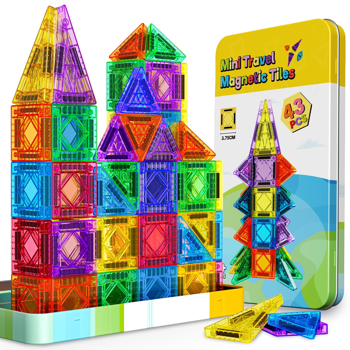 43 Pcs Mini Magnetische Bausteine Reiseset, Spielzeug ab 3 4 5 6 Jahre Junge Mädchen Reisespiele Kinder ab 3-6 Flugzeug Beschäftigung Kinder Geschenk Jungen 3-6 Jahre STEM Montessori Spielzeug