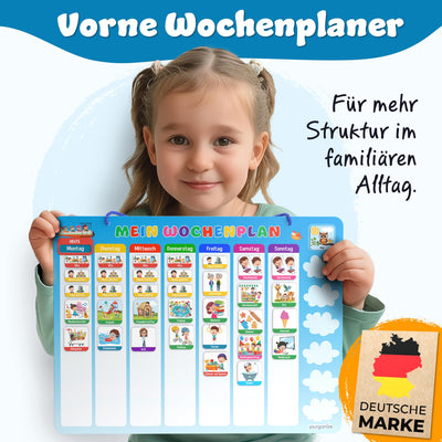 YOURGANIZE® 2-in-1 Wochenplaner Kinder & Tagesplaner Kinder inkl. 196 Magnete + 160 Sticker zum Personalisieren - Routine Planer Kinder
