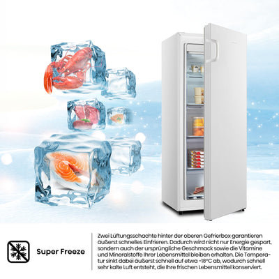 Hisense FV191N4AW2 Gefrierschrank/ TotalNoFrost/ SuperFreeze/ Türalarm/ Multiflow 360°/ BigBox/ 143,4 cm/ Gefrierteil 147 l/ 41 dB/ 205 kWh/Weiß