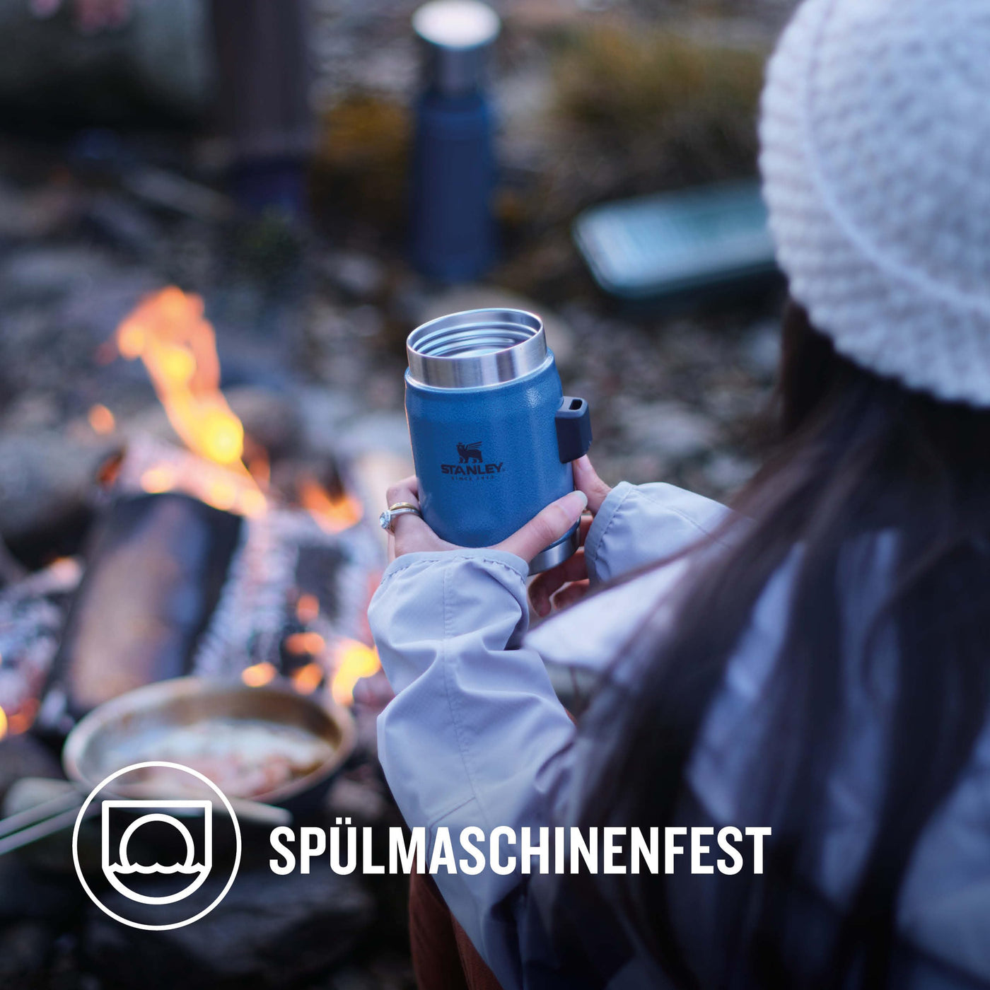 Stanley Classic Legendary Thermobehälter für Essen mit Göffel 400 ml - Hält 7 Stunden Heiß oder Kalt - Edelstahl Warmhaltebehälter Essen - BPA-Frei - Spülmaschinenfest - Hammertone Lake