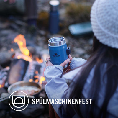 Stanley Classic Legendary Thermobehälter für Essen mit Göffel 400 ml - Hält 7 Stunden Heiß oder Kalt - Edelstahl Warmhaltebehälter Essen - BPA-Frei - Spülmaschinenfest - Hammertone Lake