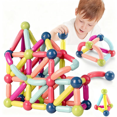 Magnetische und Stangen, 88 Stück magnetische Kugeln, Magnetbaustäbchen-Set, Bausteine, Fliesen, STEM Stapelspielzeug für Kinder ab 3 Jahren (88 Stück)