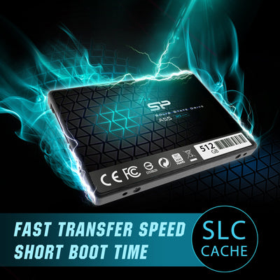 Silicon Power SSD 512GB 3D NAND A55 SLC Cache Performance Boost 2,5 Zoll SATA III 7mm (0,28") Interne SSD, Festkörper-Laufwerk