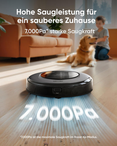 eufy Saugroboter Omni C20 mit All-in-One-Station, Auto-Entleerung, Auto-Wasch- und Trocknungsfunktion, 7.000Pa Starke Saugleistung, 8,5cm Ultraflaches Design, Staubsauger Roboter mit Wischfunktion