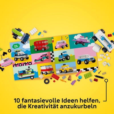 LEGO Classic Kreative Fahrzeuge, Bausteine-Set für Bunte Modellautos inkl. LKW, Polizeiauto und Baufahrzeuge, Baubare Spielzeug-Autos für Kinder, Geschenk für Jungs und Mädchen ab 5 Jahren 11036