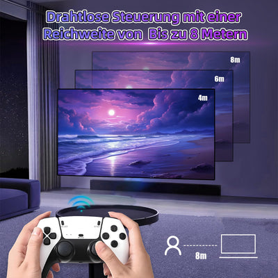 M15 Retro Konsole 4k, Tragbare Video Emulator Spielekonsole mit eingebauten 50000+ Klassische Spiele 28 Emulatoren, Plug and Play Spiel Stick für TV mit 2 x 2.4G Spiel Kontrolleure(128G)