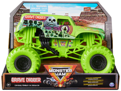 Monster Jam, Grave Digger Monster Truck, detailreiches Metall-Spritzguss-Fahrzeug zum Spielen und Sammeln im Maßstab 1:24, Spielzeug für Kinder ab 3 Jahren