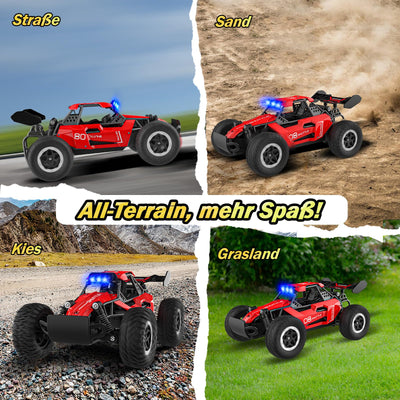 SZJJX Ferngesteuertes Auto ab 3 4 5 6 7 8+ Jahre Kinder,2.4Ghz RC Auto Spielzeug mit Alloy Gehäuse,LED Blinken,2WD 20KM/H Rennauto Ferngesteuert,RC Car Crawler Geschenk Mädchen Junge Kinder Rot