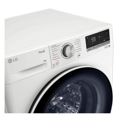 LG F4WV7080, Klasse A, Frontlader-Waschmaschine 8 kg, 1400 U/Min, AI Direct Drive, Wi-Fi, Tiefenreinigung mit Dampf, Große Kapazität, TRIPLE A, Außentür aus Sicherheitsglas, 62 x 60 x 85 cm ꟷ Weiß