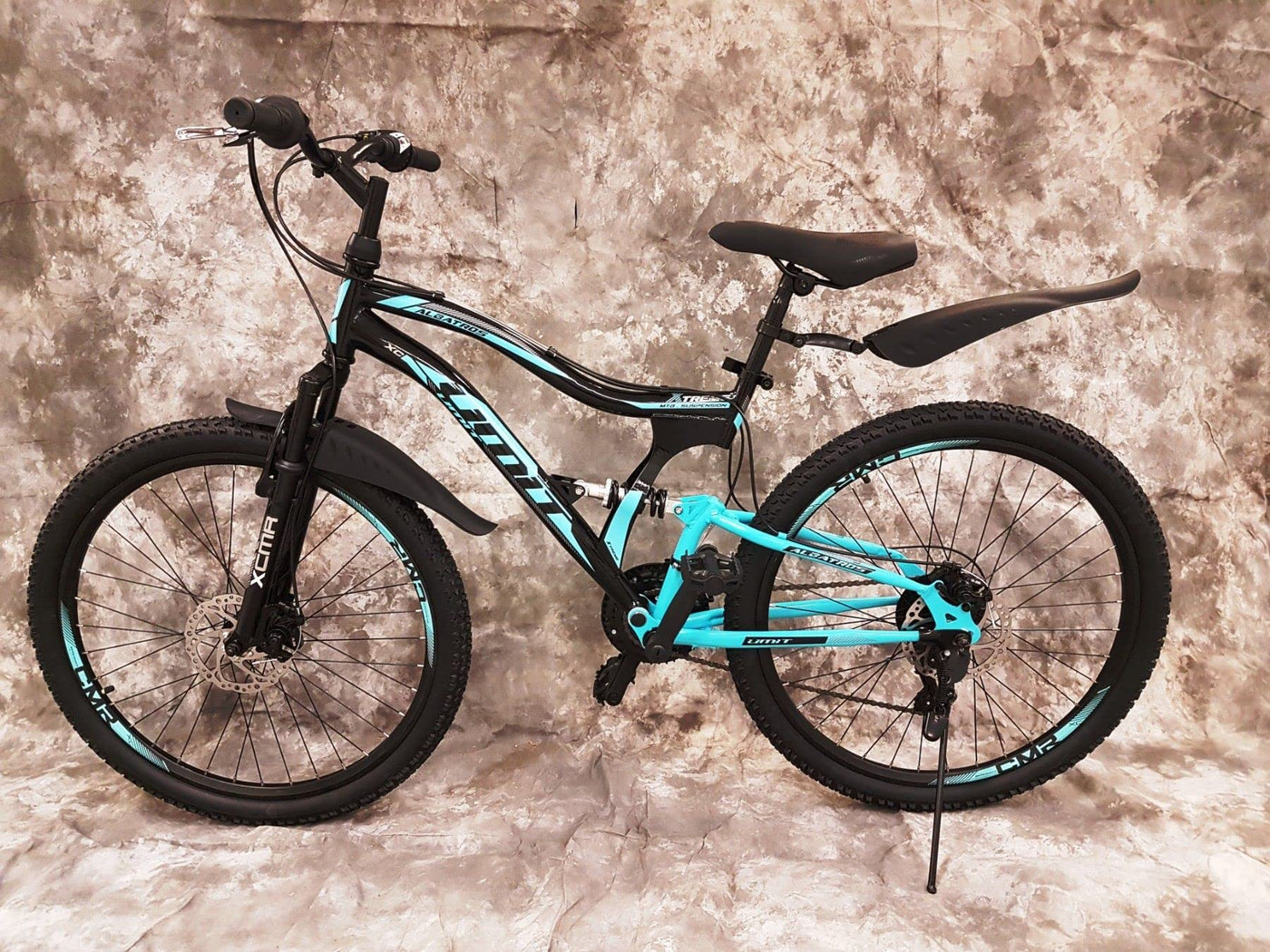 Generisch 24 Zoll MTB Albatros Vollgefedert, 21-Gang Kettenschaltung, Scheibenbremsen NEU 2459-SCHWARZ-TÜRKIS Bitte BEACHTEN AB 138 cm KÖPERGRÖSSE GEEIGNET !!!!!!!