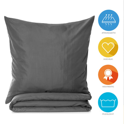 Lavea Bettwäsche Set 4teilig - 135x200 (2X) + 80x80 (2X) Anthrazit aus Mikrofaser - Ultraweich, Atmungsaktiv & Hypoallergen, ÖKO-TEX Bettwäsche Set mit Qualitätsreißverschluss