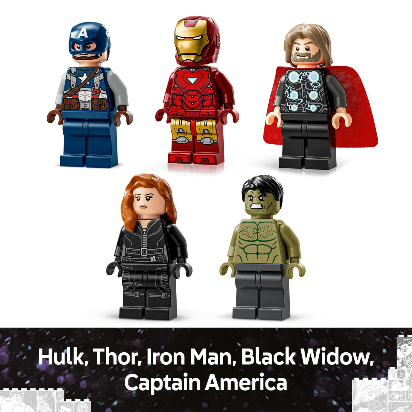 LEGO Marvel: Marvel Logo & Minifiguren - Sammlerstück inkl. Hulk, Thor, Iron Man, Black Widow und Captain America - Bauset mit Avengers Figuren - Geschenk für Jungen und Mädchen ab 12 Jahren 76313
