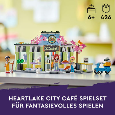 LEGO Friends Heartlake City Café, Kinderspielzeug, Spielzeug-Bäckerei, Geschenkidee für Mädchen und Jungen ab 6 Jahren, Set mit 3 Spielfiguren und Hundefigur 42618