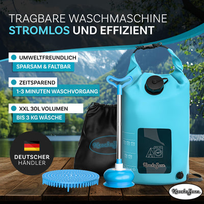 Tragbare Waschmaschine ohne Strom - Faltbarer Waschbeutel Pömpel Waschbrett Set, klein & leicht für Handwäsche, Reisewaschmaschine - Outdoor mobile mini Waschtasche für Camping, Reisen, Urlaub