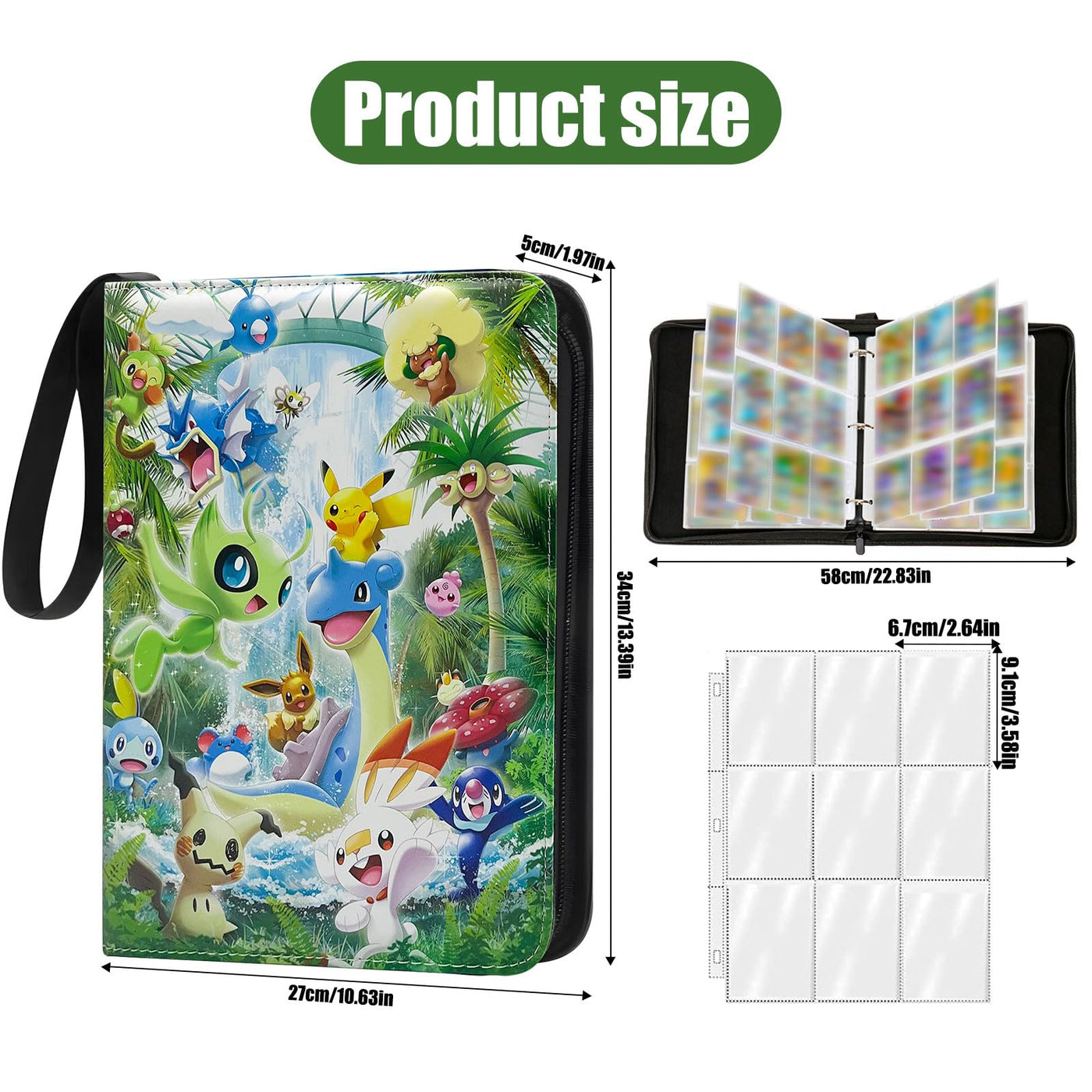 Sammelalbum für Karten, 50 Seiten 900 Karten Kapazität, Sammelkarten Album, Sammelmappe Karten Ordner Heft, Tragbar Reißverschlüsse Karten Halter, Geschenke für Sammler und Kinder