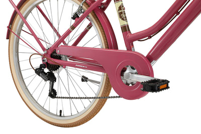 BIKESTAR Alu City Stadt Fahrrad 26 Zoll | 16 Zoll Rahmen, 7 Gang Shimano Damen Rad, Hollandrad Retro Bike mit V-Bremse und Gepäckträger | Berry | Risikofrei Testen