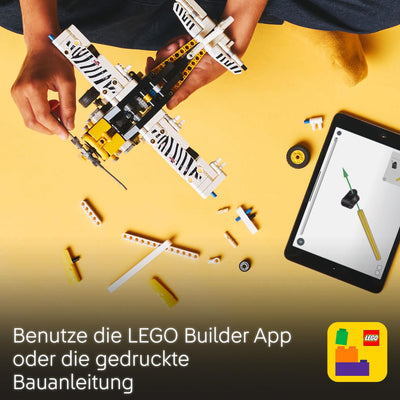 LEGO Technic Propellerflugzeug, Baubares Flugzeug Spielzeug für Kinder, Geschenk für Jungen und Mädchen ab 8 Jahren, Modellflugzeug mit drehendem Propeller und 4-Zylinderkolbenmotor 42198