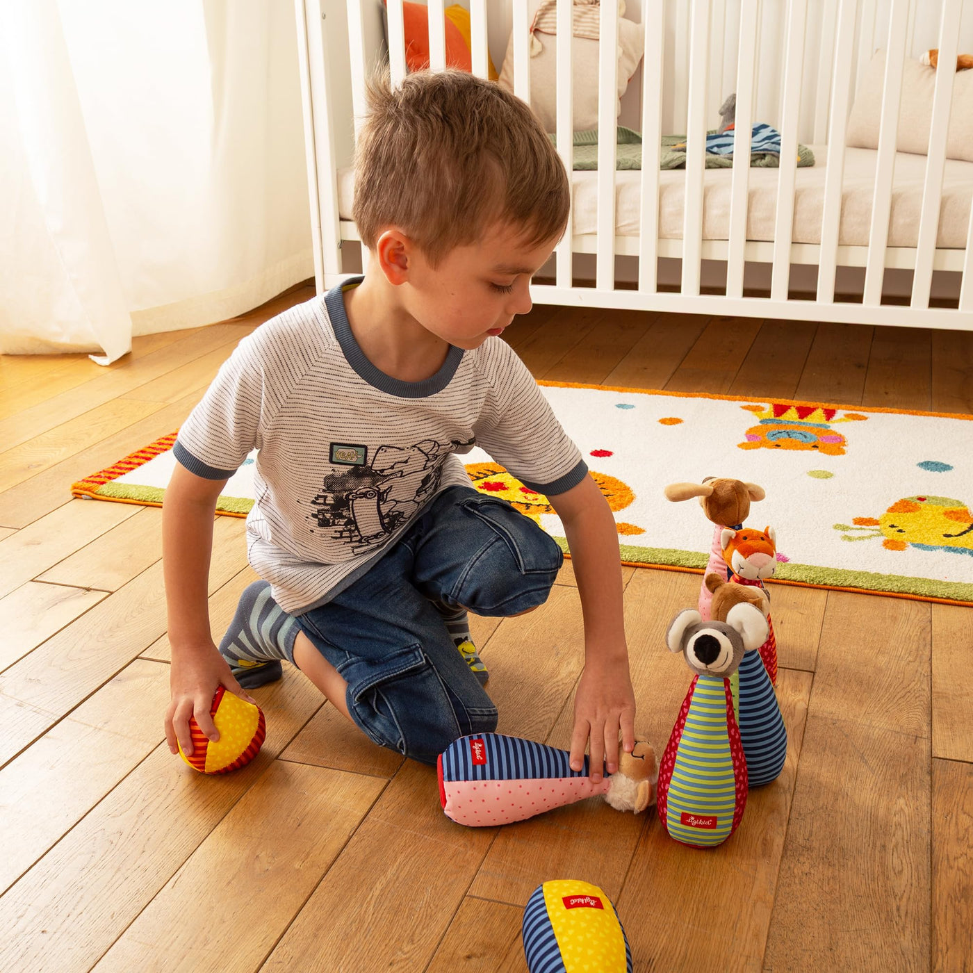 SIGIKID 49520 Kegelspiel Soft PlayQ Mädchen und Jungen Babyspielzeug empfohlen ab 3 Monaten mehrfarbig