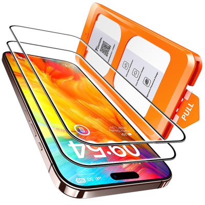TOCOL für iPhone 16 Pro für Panzerglas, Full Screen Stoßfest Schutzglas Auto-Installation 9H Härte folie Kratzfest Anti-Fingerabdruck Anti-Öl Anti-Bläschen Schutzfolie für iPhone 16 Pro, 2 Stück
