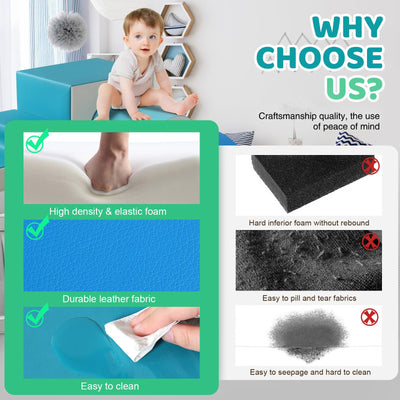 SweHouse Schaumstoff Bausteine Kinder Klettern: 4 PU-Leder Indoor Softbausteine Spielbausteine - Weiche Bausteine Baby Montessori Kletterspielzeug mit Ellipsenbogen(Modern)