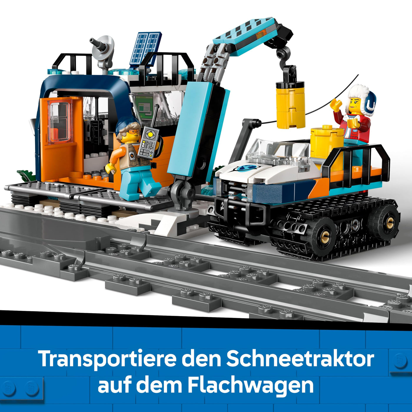 LEGO City Trains Arktis-Polarexpress - Spielzeug mit ferngesteuertem Zug - Schneepflug, 22 Gleissegmente, 6 Minifiguren & Felssturz-Funktion – Geschenk für Jungen & Mädchen ab 7 Jahren - 60470