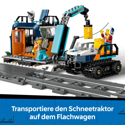 LEGO City Trains Arktis-Polarexpress - Spielzeug mit ferngesteuertem Zug - Schneepflug, 22 Gleissegmente, 6 Minifiguren & Felssturz-Funktion – Geschenk für Jungen & Mädchen ab 7 Jahren - 60470