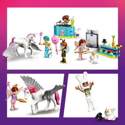 LEGO Friends Kostümparty mit Einhorn und Fee - Spielzeug für Mädchen ab 6 Jahren, inkl. Bühne, DJ-Pult, 4 Mini-Puppen, Kater Churro & Pferd als Tierfigur, Plus Zubehör - Geschenkidee - 42661
