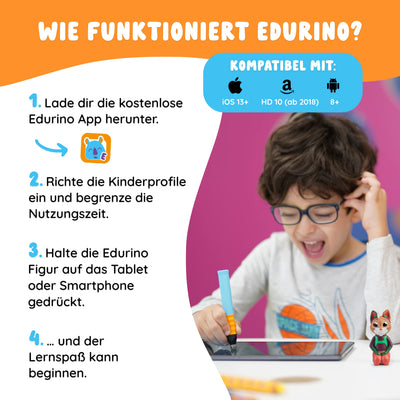 Edurino Starterset Juki Kreativität & Malen ab 4 Jahren inkl. Eingabestift | Innovatives & digitales Lernspiel | Farbenlehre & Malexperimente