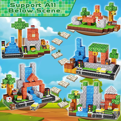 Annexfun Magnetische Bausteine 150pcs Magnetbausteine - Kücken Abenteuer Stadtleben mit Straße, Ampeln & Bienen | Lernspielzeug ab 4 Jahren | Kreatives Geschenk zu Weinachten