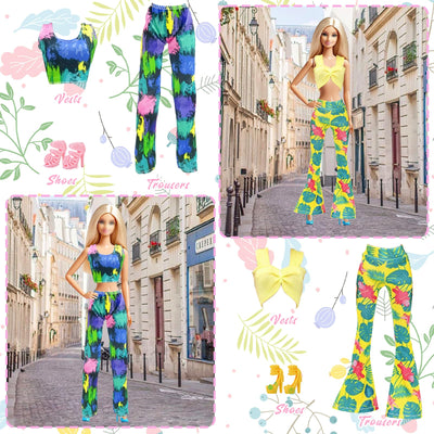 43 Kleidung Camping Sets Kompatibel mit Barbie 11.5inch Puppe, 1 Zelt 1 Liegestuhl 4 Oberteile 4 Hosen 1 Rock 1 Fernglas 1 Reisegepäck 24 Zubehör 6 Schuhe für 11,5 Zoll Puppe Mädchen Geschenk Zufällig