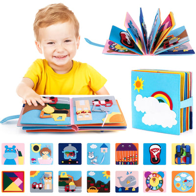 Gagotoy Quiet Book ab 1 2 Jahre, Montessori Spielzeug Activity Buch 3D Filz Sensorisches Busy Board, Weichem Stoff Früh Lernspielzeug für Baby Kleinkinder ab 1 2 3 Jahre